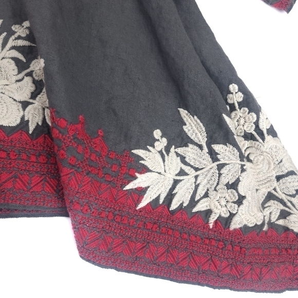 New Johnny Was Charcoal Camille Draped Embroidered Cream Red Cardigan Sz… - Picture 12 of 16